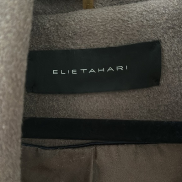 Elie Tahari MARLA mink brown colored shawl neck wrap coat size Large - Picture 7 of 8